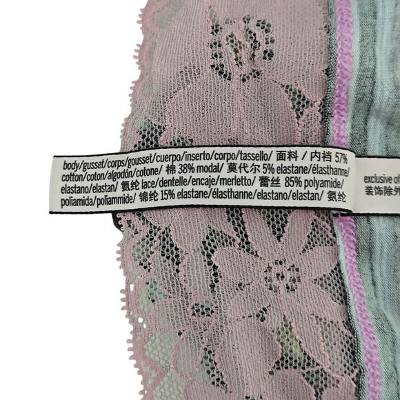 Victoria's Secret HipHugger Hipster Colorful Strip Pink Lace Waist Medium - Picture 3 of 5